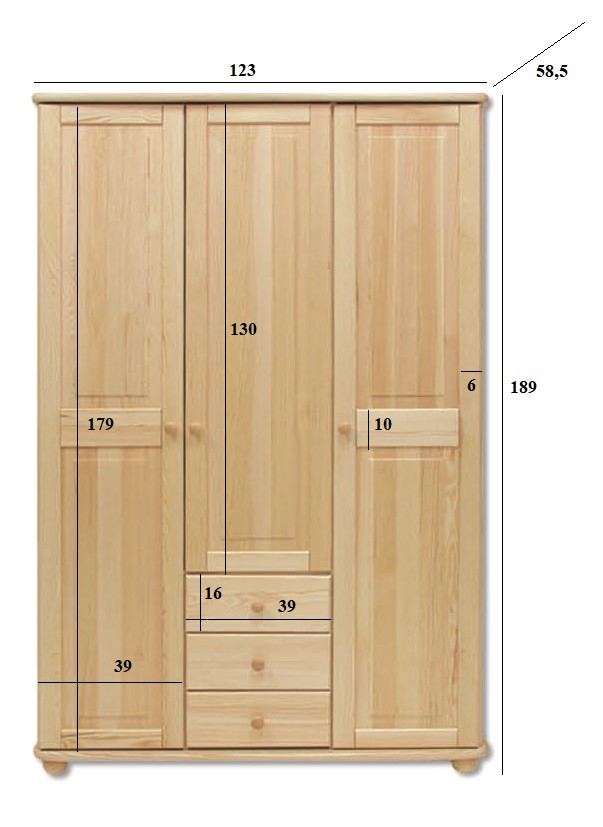 Drewmax SF101 skříň šatní masiv borovice