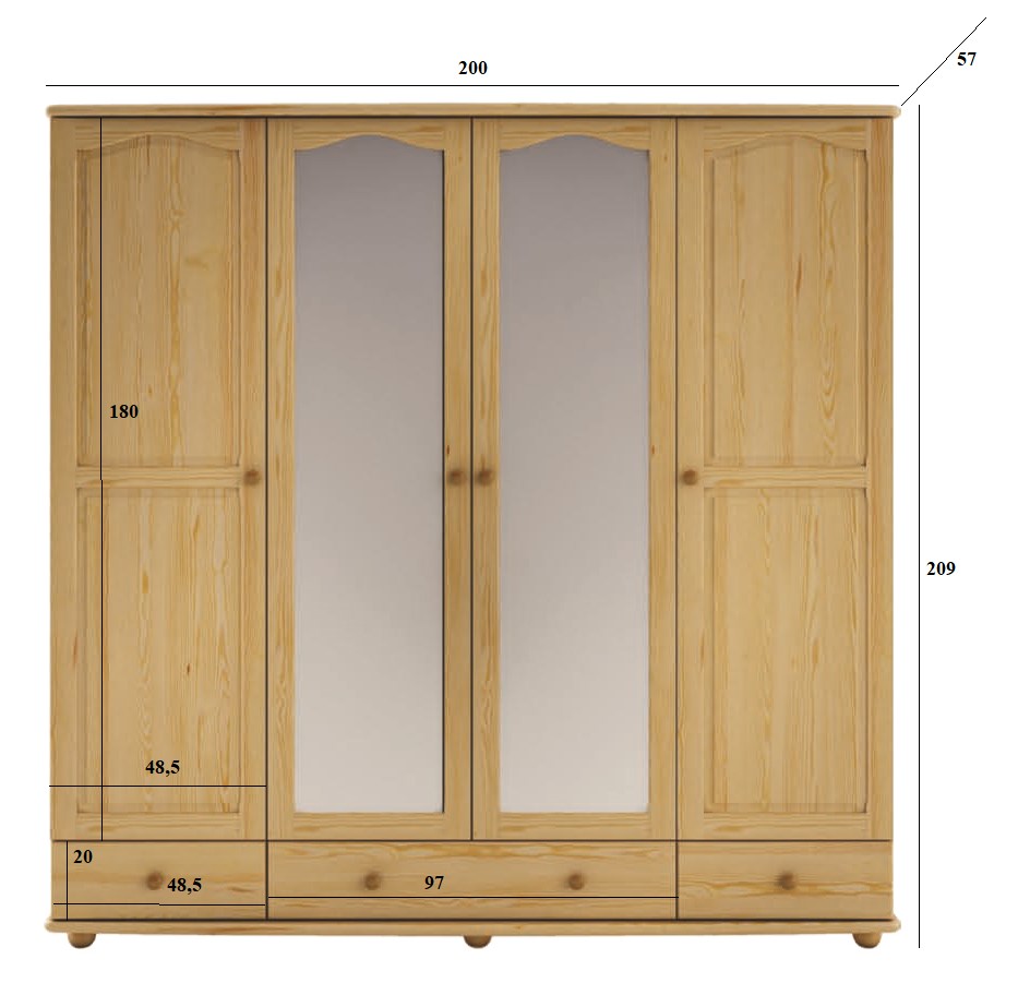 Drewmax SF120 skříň šatní masiv borovice