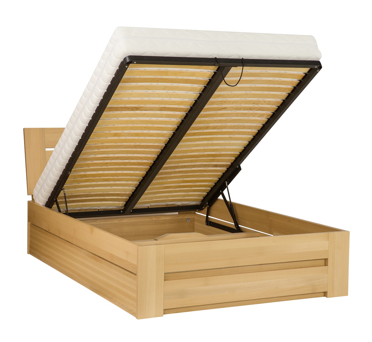 Drewmax LK192 BOX 140x200 cm dřevěná postel masiv buk dvojlůžko