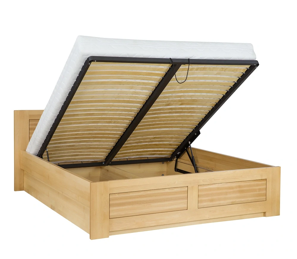 Drewmax LK112 BOX 120x200 cm dřevěná postel masiv buk dvojlůžko