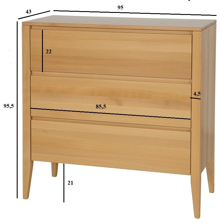 Drewmax KD437 dřevěná komoda masiv buk 
