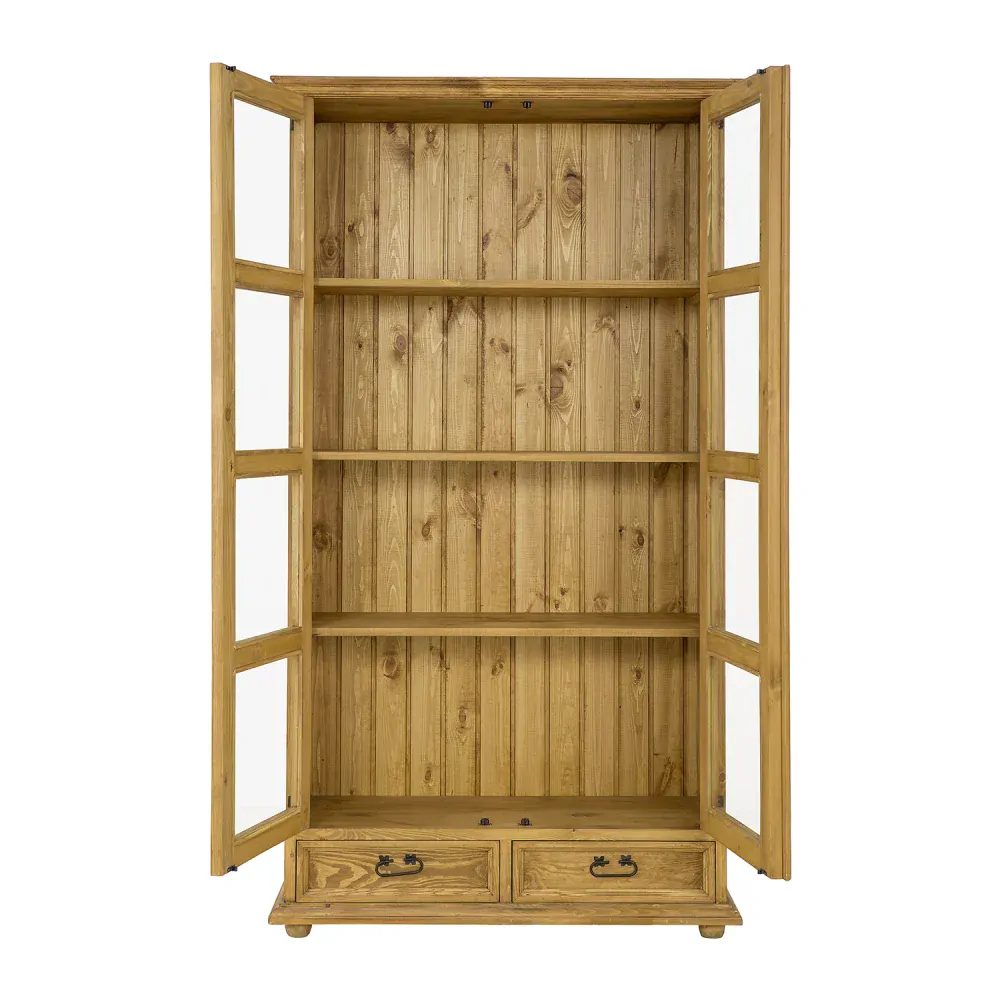 Drewmax KW704 dřevěná vitrína masiv borovice rustikal