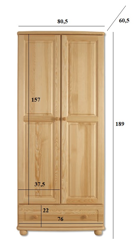 Drewmax SF107 skříň šatní masiv borovice