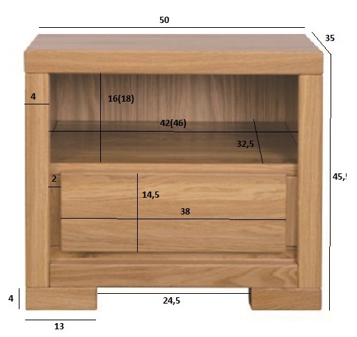 Drewmax SN210 noční stolek masiv dub