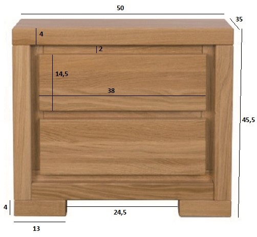 Drewmax SN211 noční stolek masiv dub