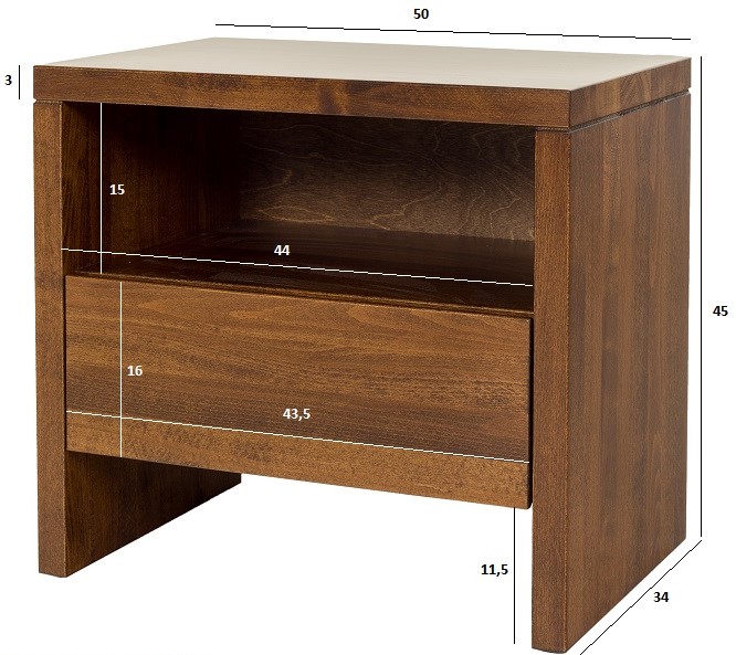 Drewmax SN212 noční stolek masiv dub