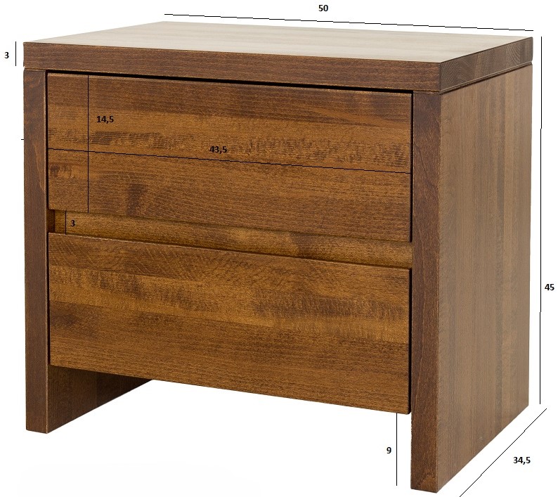 Drewmax SN215 noční stolek masiv dub