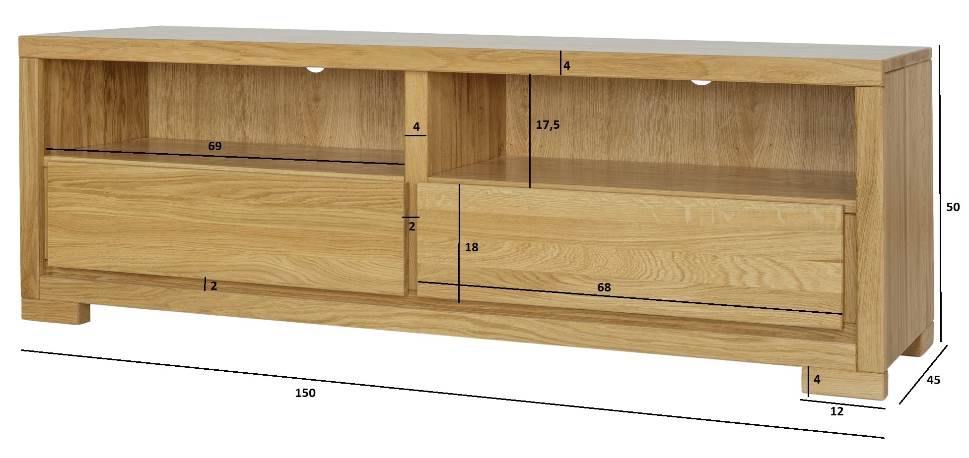Drewmax RV351 dřevěný televizní stolek masiv dub