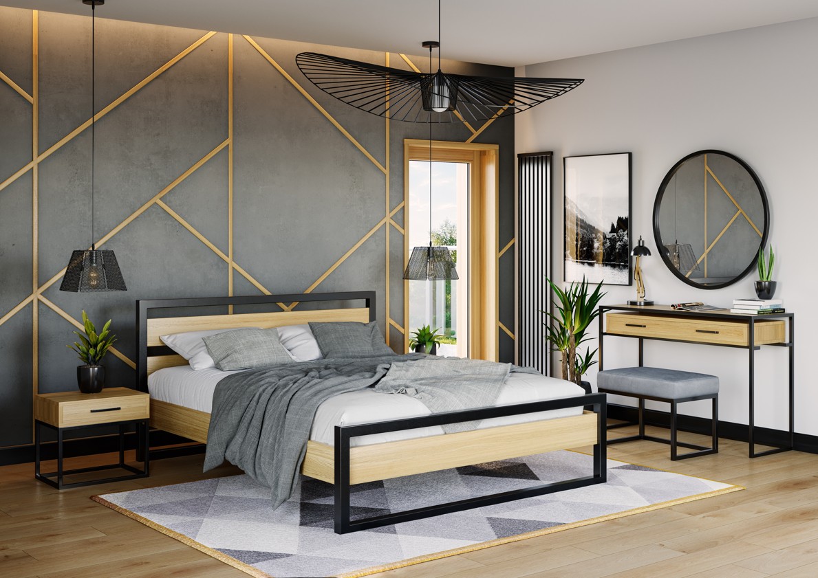 Drewmax LK212 90x200 cm dřevěná postel masiv dub jednolůžko