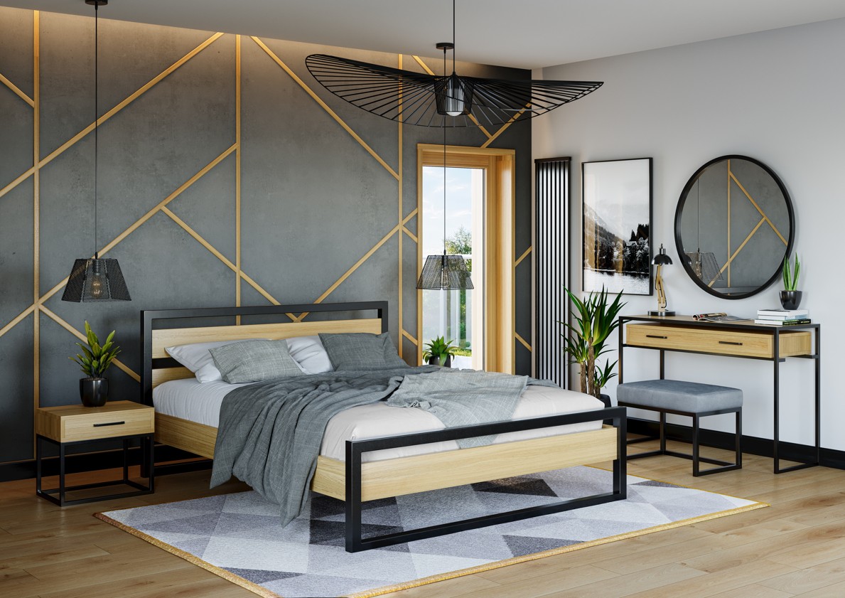 Drewmax ST377 140x90 jídelní stůl masiv dub/kov