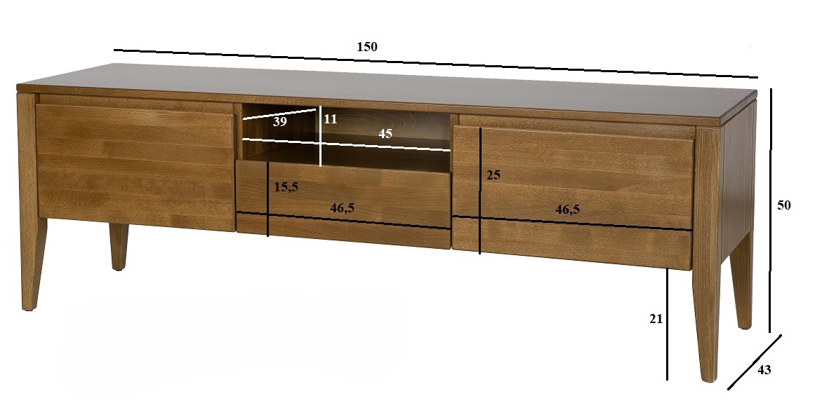 Drewmax RV435 dřevěný televizní stolek masiv buk 