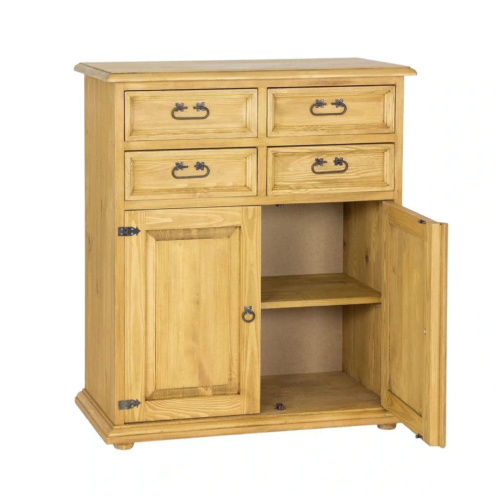 Drewmax KD812 dřevěná komoda masiv borovice rustikal