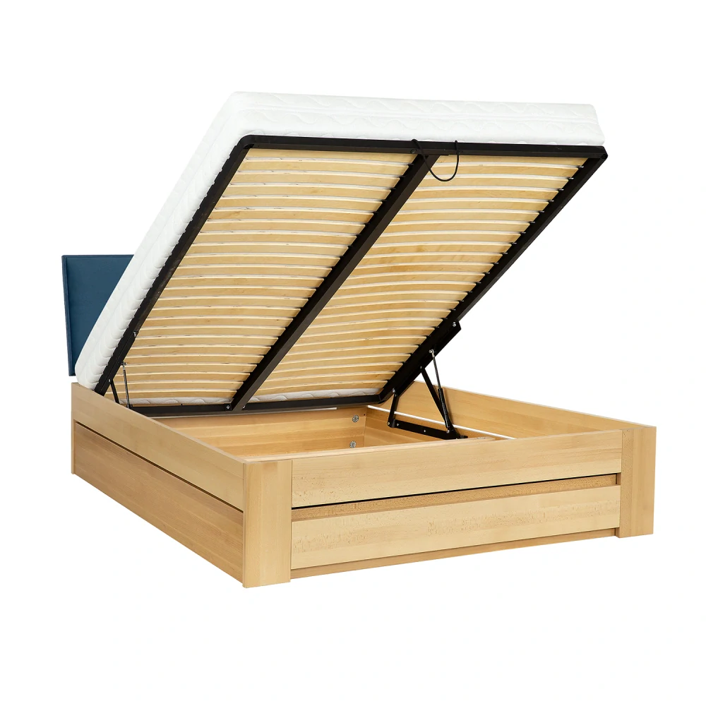 Drewmax LK187 BOX 160x200 cm dřevěná postel masiv buk dvojlůžko