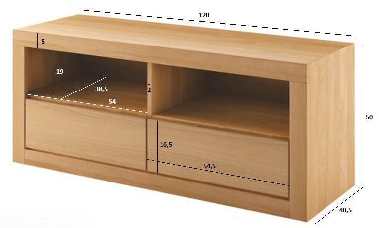 Drewmax RV401 dřevěný televizní stolek masiv buk 