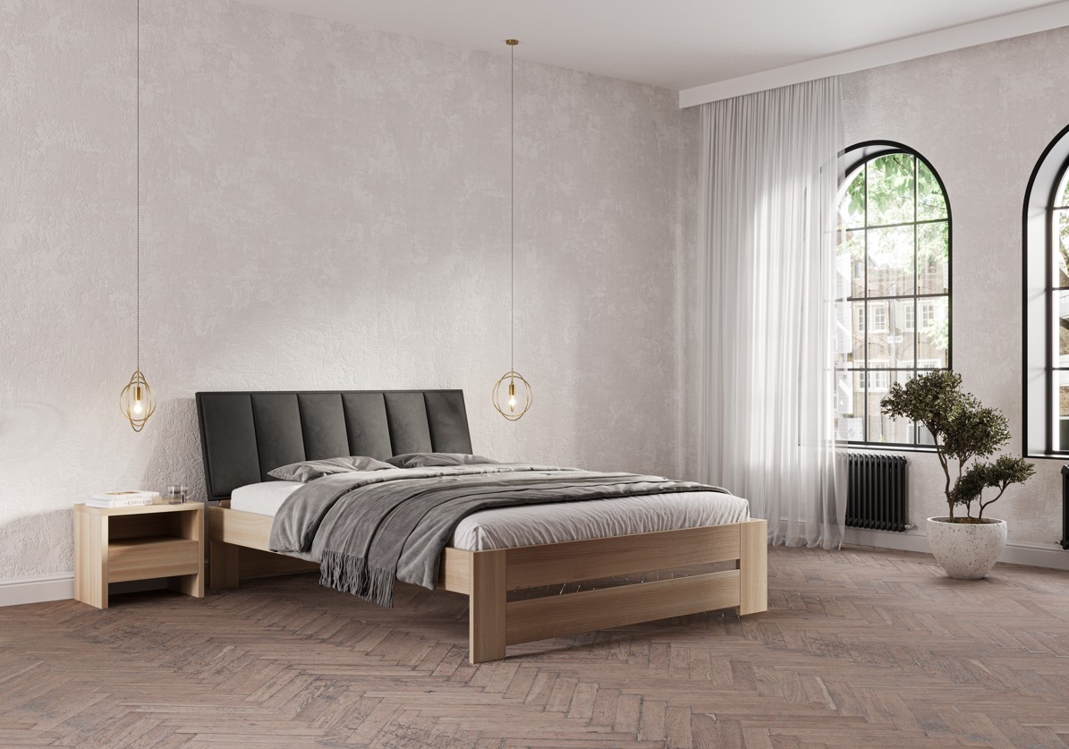 Drewmax LK198 180x200 cm dřevěná postel masiv buk dvojlůžko