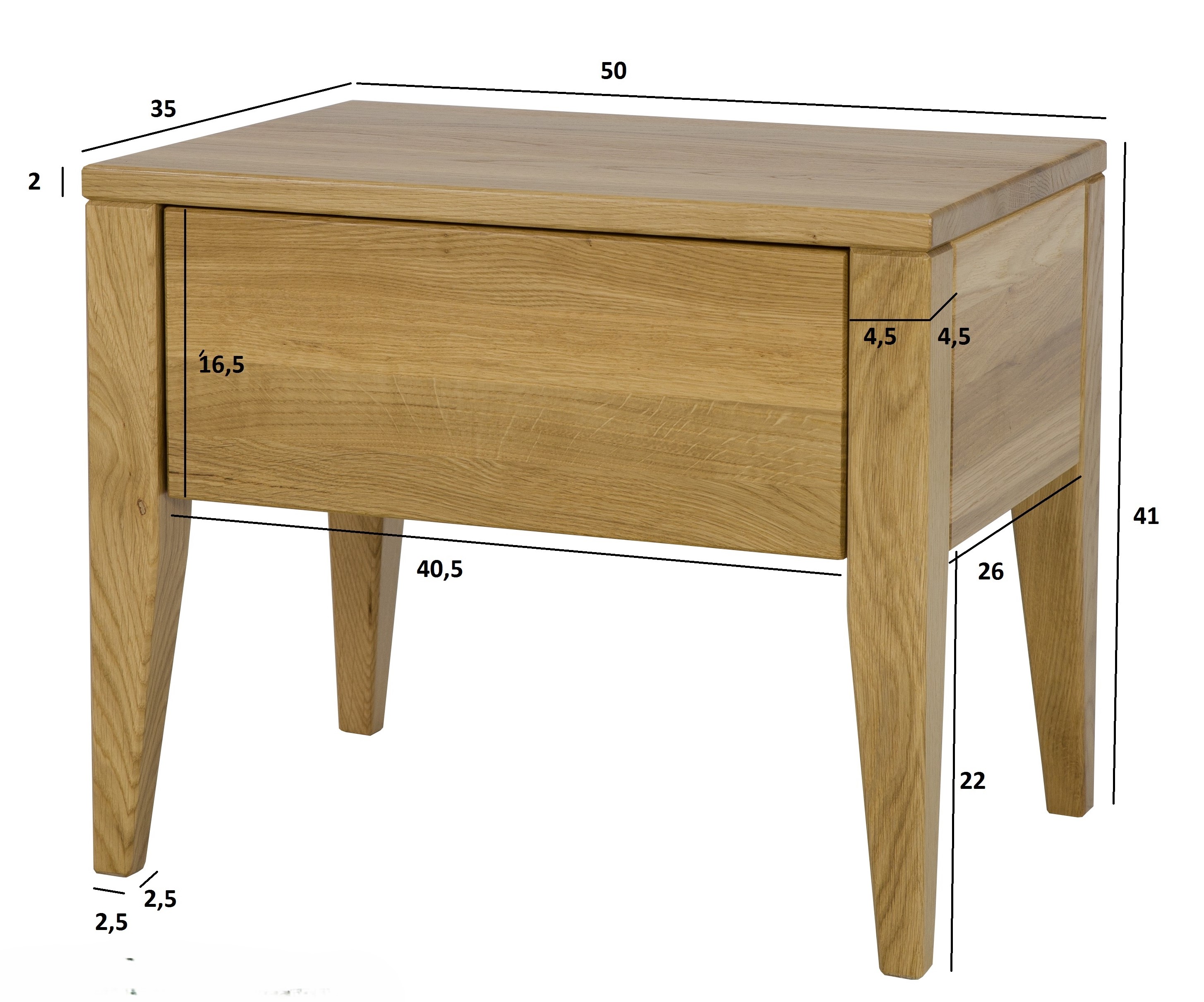 Drewmax SN230 noční stolek masiv dub