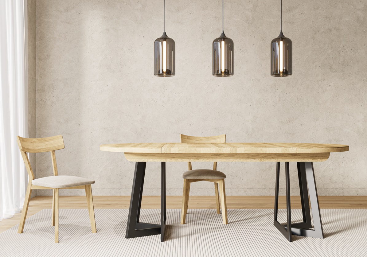 Drewmax ST377 180x90 jídelní stůl masiv dub/kov