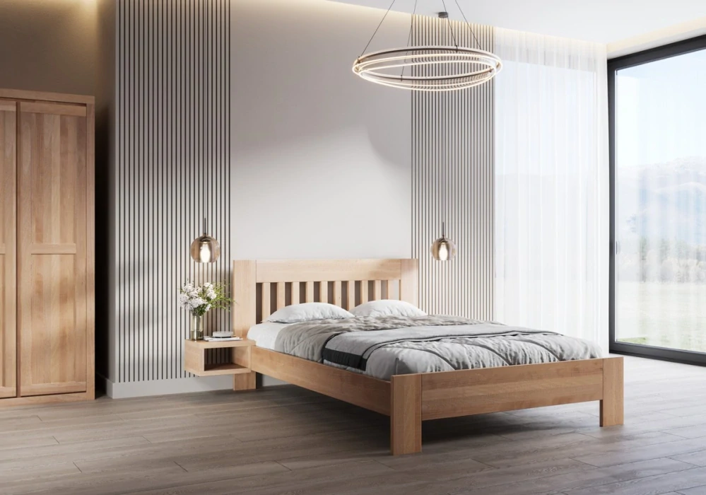 Drewmax LK186 BOX 160x200 cm dřevěná postel masiv buk dvojlůžko