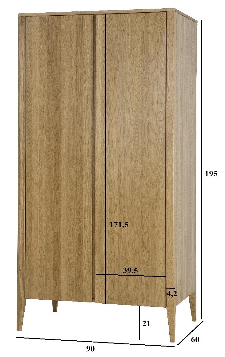 Drewmax SF332 skříň šatní masiv dub