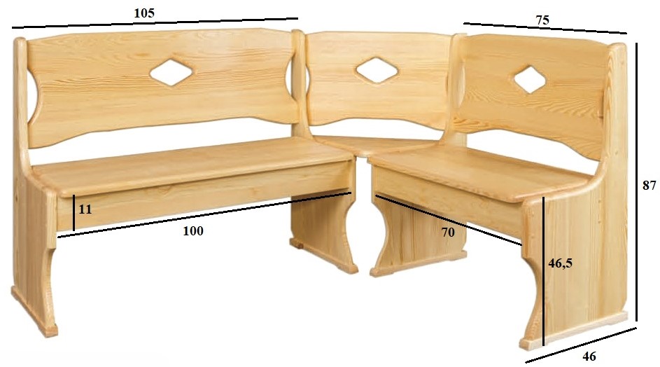 Drewmax NR103 dřevěná rohová lavice masiv borovice
