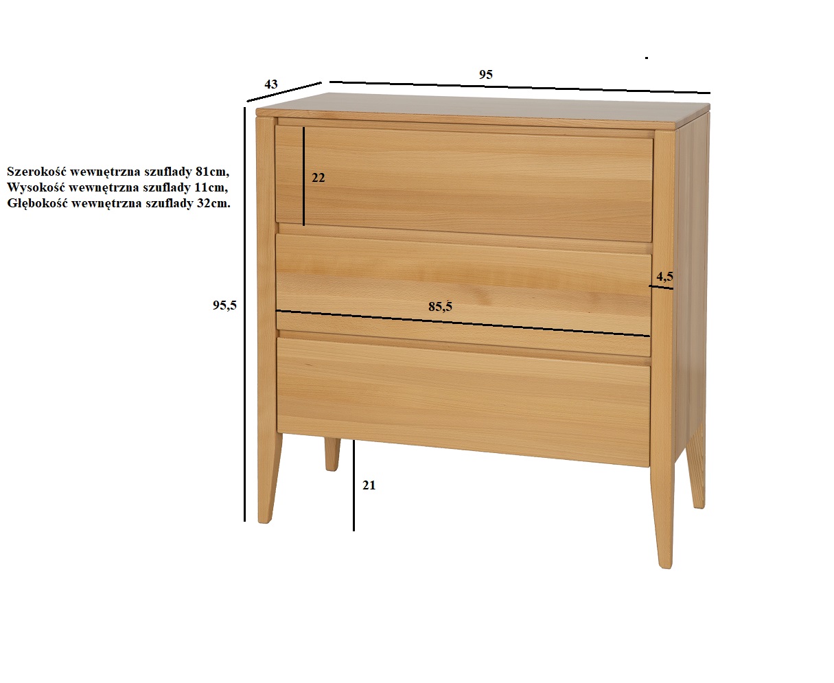 Drewmax KD337 dřevěná komoda masiv dub