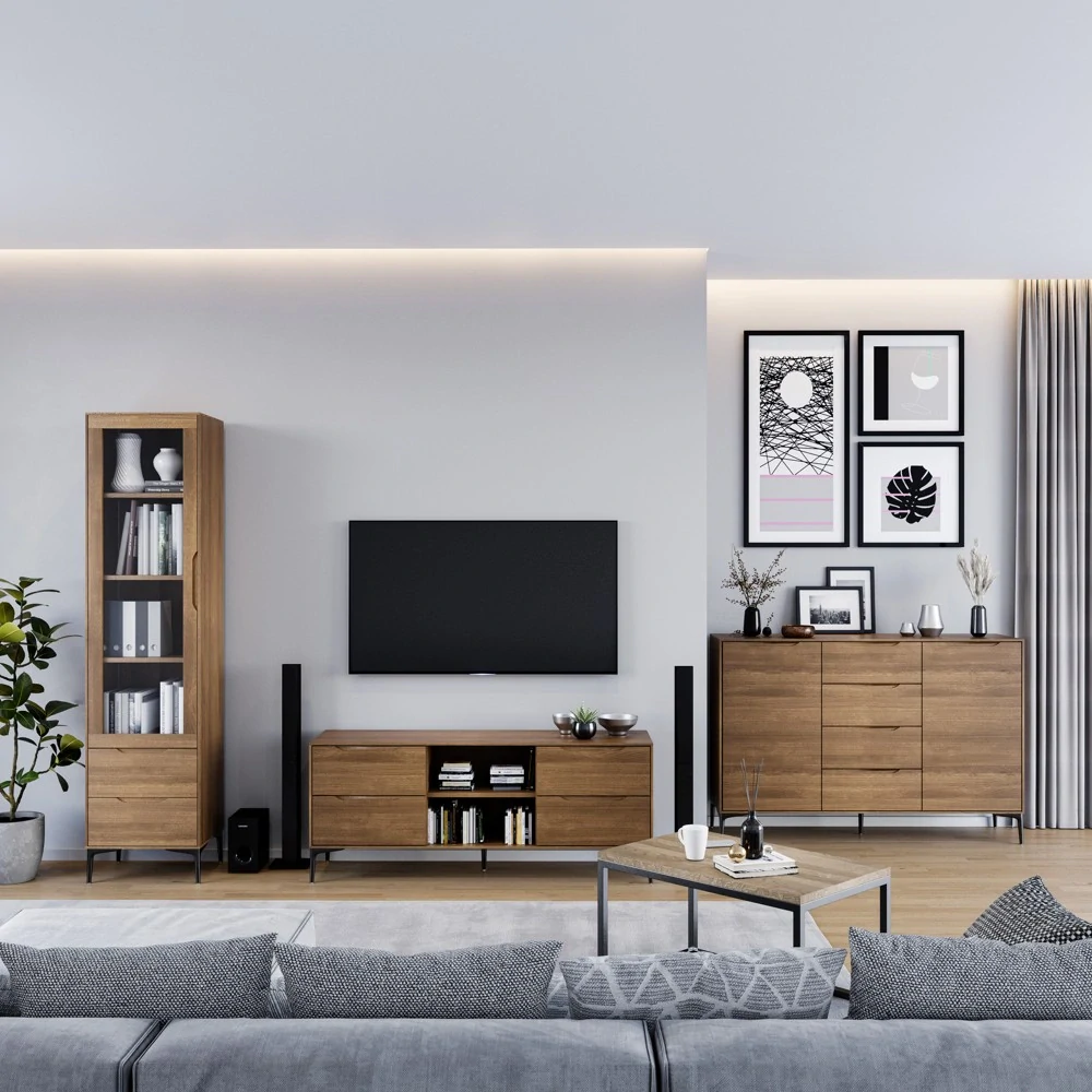 Drewmax KW420 dřevěná vitrína prosklená masiv buk 