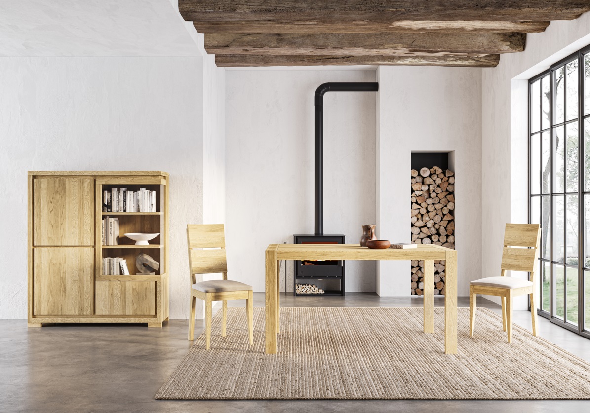 Drewmax ST300 120+2x45 cm dřevěný rozkládací jídelní stůl masiv dub