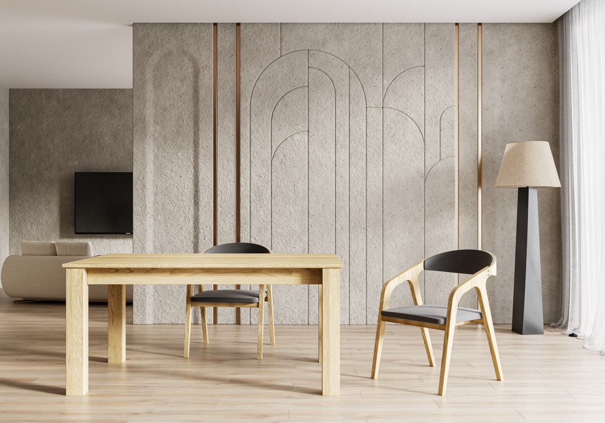 Drewmax ST300 180+2x45 cm dřevěný rozkládací jídelní stůl masiv dub rozkládací