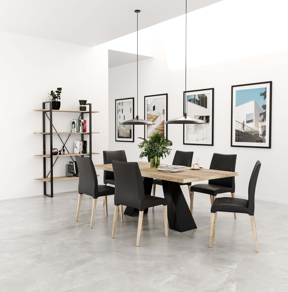 Drewmax ST377 120x80 jídelní stůl masiv dub/kov