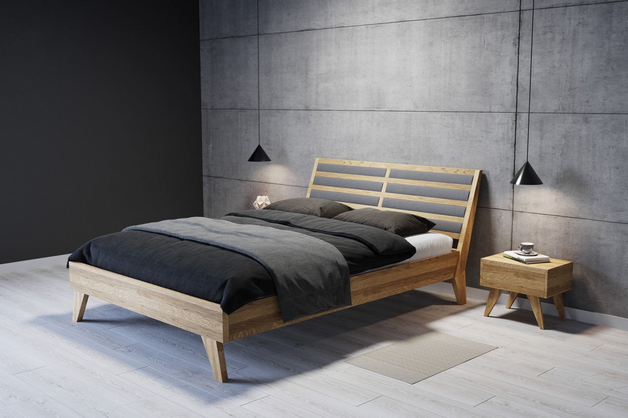 Drewmax LK302 180x200 cm dřevěná postel masiv dub dvojlůžko