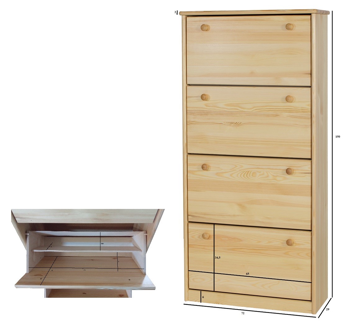 Drewmax SB110 dřevěný botník masiv borovice