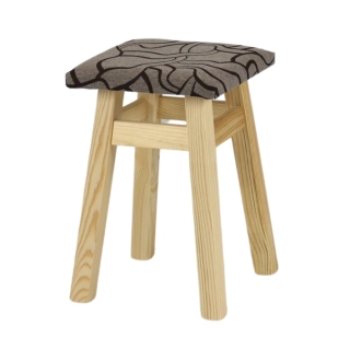 NR114 dřevěná čalouněná stolička - taburet masiv borovice Drewmax