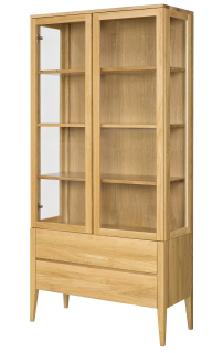 Drewmax KW339 dřevěná vitrína prosklená masiv dub